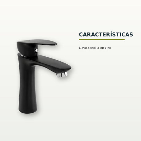 Llave sencilla para lavamanos en zinc negro