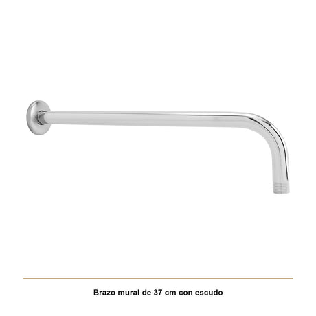 Tubo para Regadera de Pared de 37 cm en Acero Inoxidable Cromado