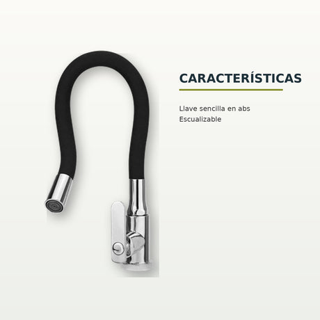 Llave sencilla escualizable de pared en ABS negro
