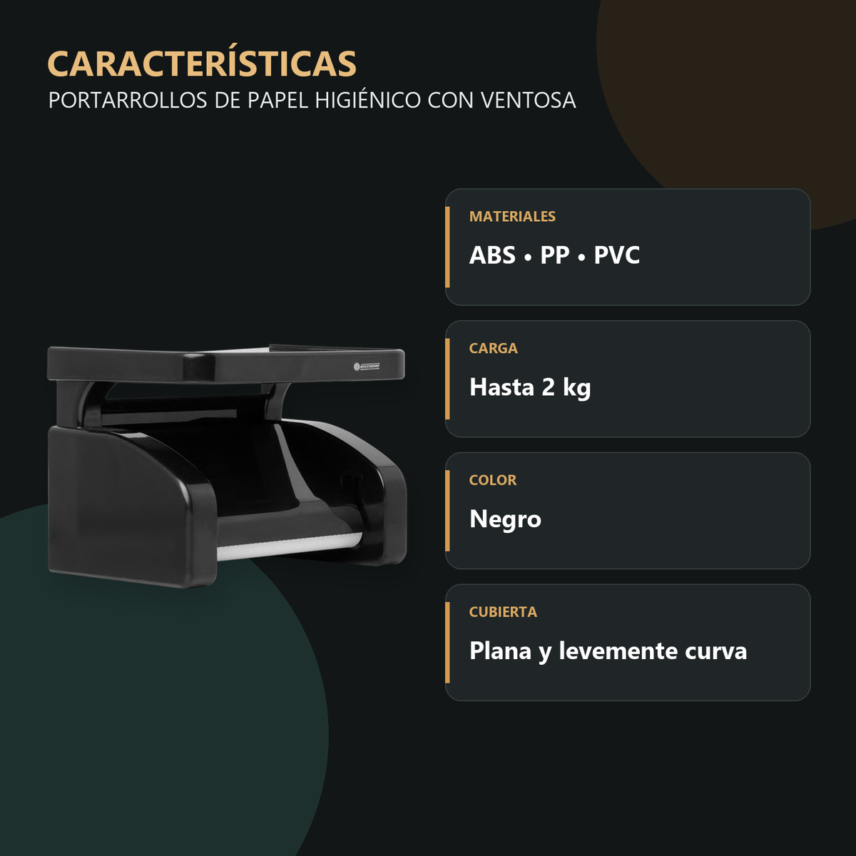 Características principales de portarrollos de baño con ventosa