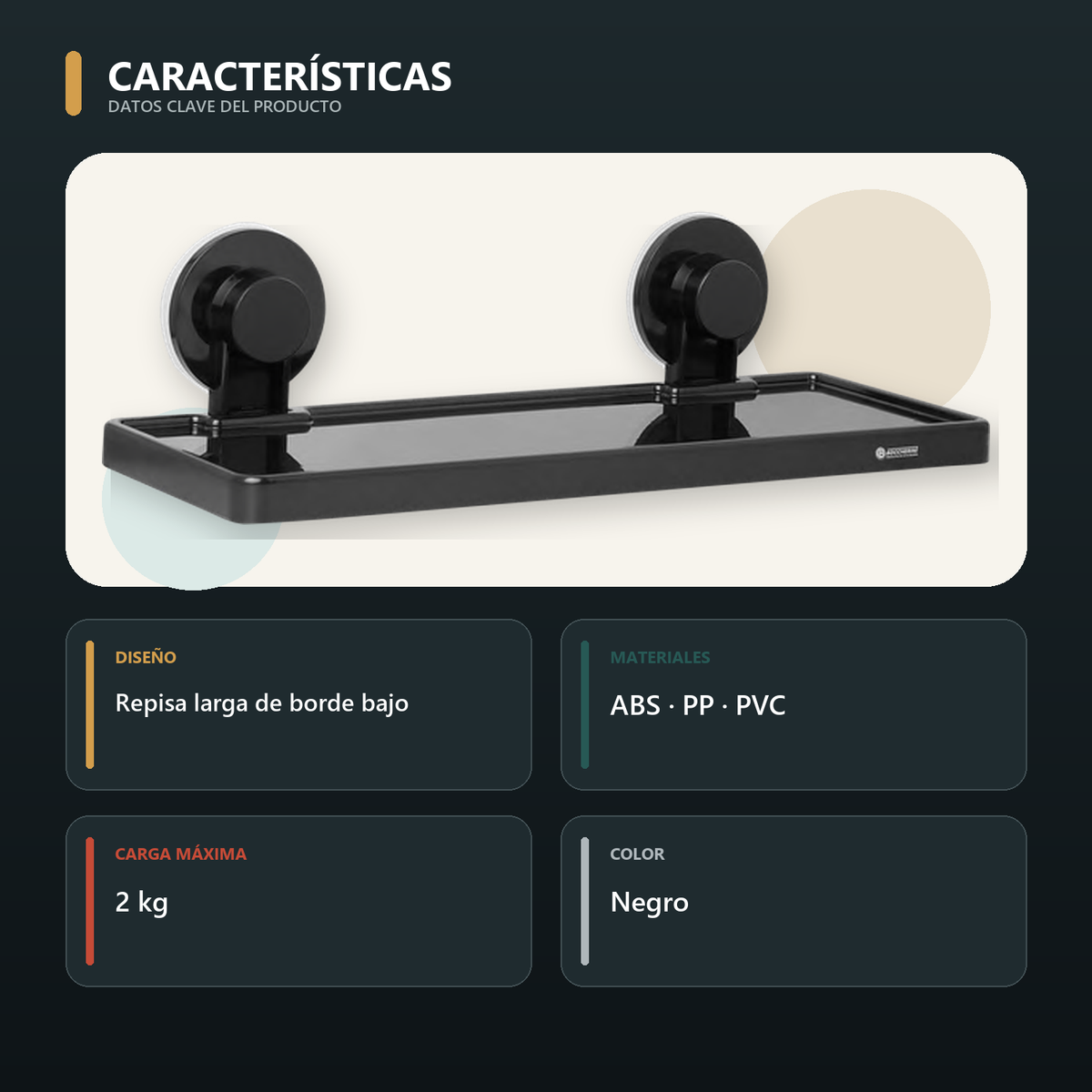 Características principales de repisa organizadora de baño