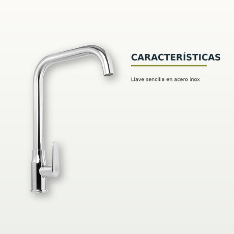 Llave sencilla de pared en acero inoxidable satinado