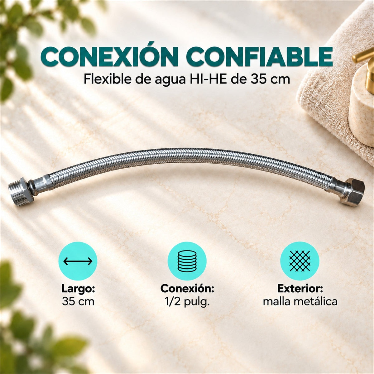 Flexible de Agua HI-HE 1/2" x 35 cm - características