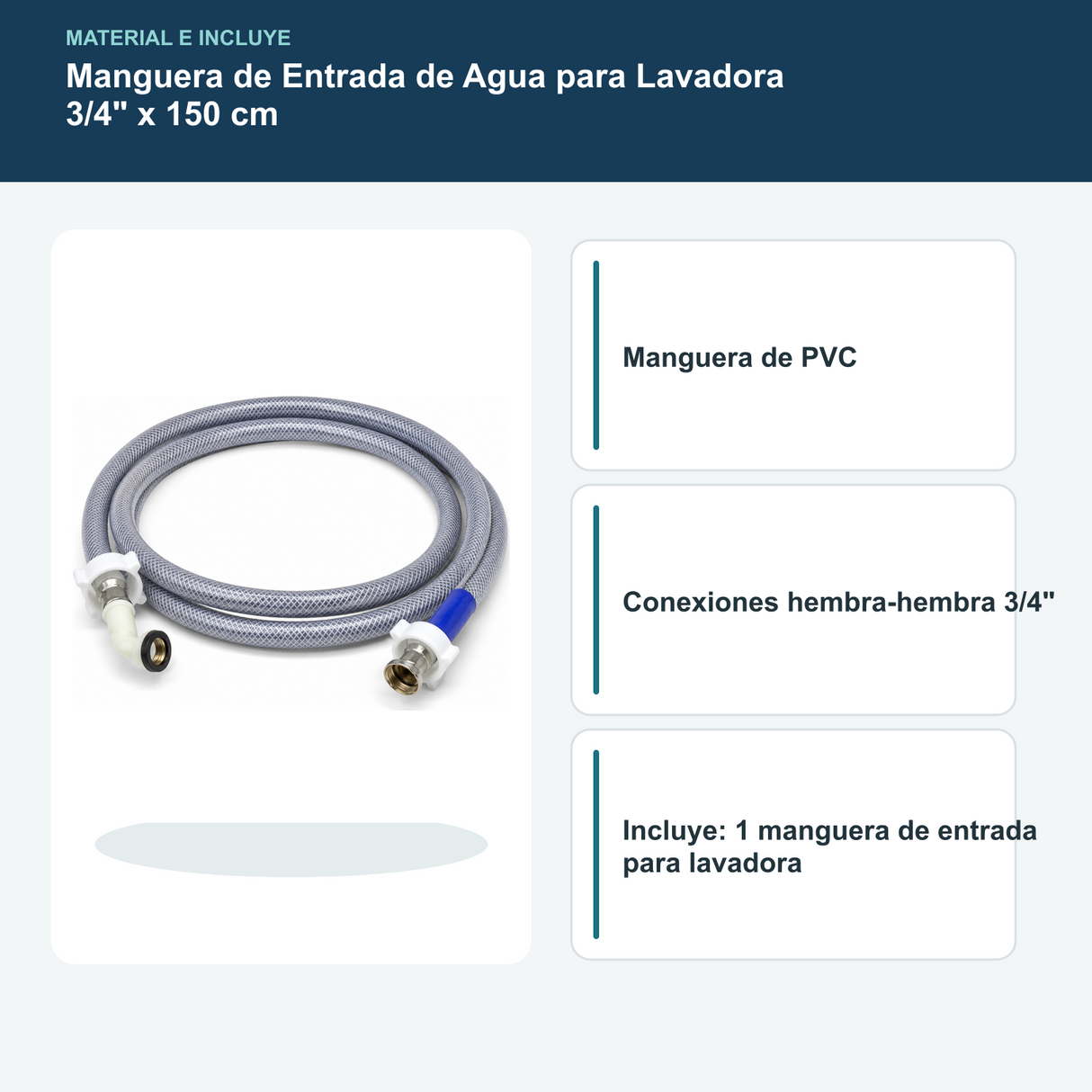 Material y contenido de manguera de entrada de agua para lavadora