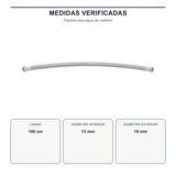 Medidas de la manguera flexible de 100 cm con diámetros interior de 13 mm y exterior de 19 mm