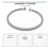 Manguera flexible de alto caudal para calentador con conexión hembra-hembra de 1/2 de pulgada