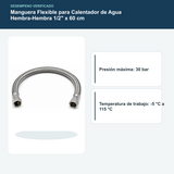 Presión y temperatura de trabajo de manguera flexible para calentador