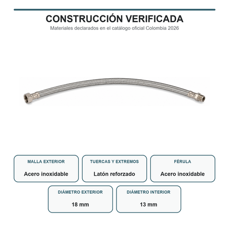 Manguera Flexible Calentador Hembra-Macho 1/2 x 60 cm