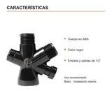 Características verificadas — Válvula Desviadora para Ducha en ABS Negra