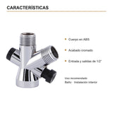 Características verificadas — Válvula Desviadora para Ducha en ABS Cromado