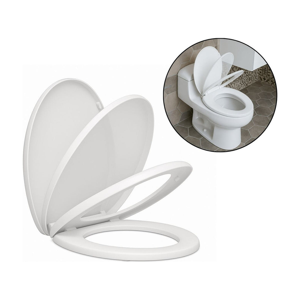 Tapa Asiento Sanitario Alongado Blanco Caida Lenta - imagen 6