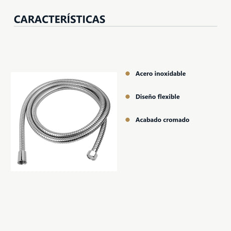 Manguera flexible para teleducha de 2 m en acero inoxidable cromado