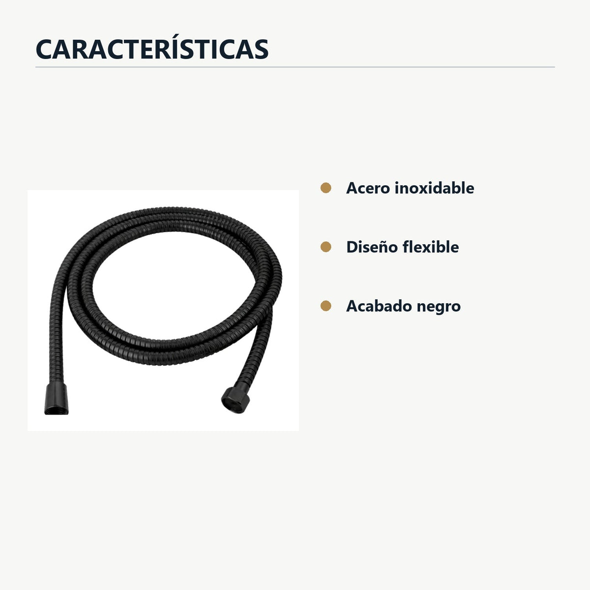 Características de manguera flexible negra para teleducha de 2 m
