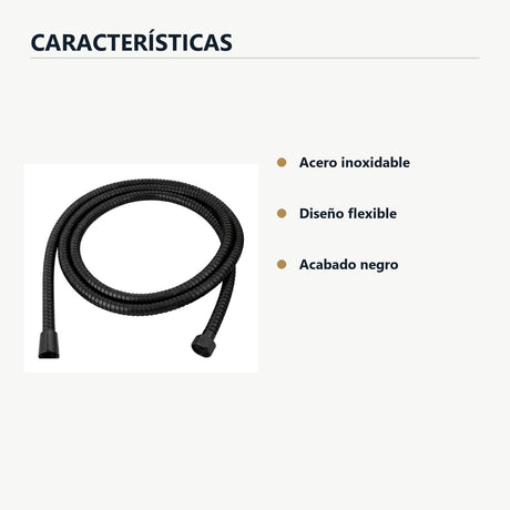 Manguera flexible para teleducha de 2 m en acero inoxidable negro