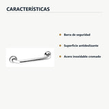 Características de barra de seguridad cromada de 30 cm