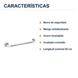 Barra de seguridad antideslizante cromada de 45 cm caracter�sticas principales del producto