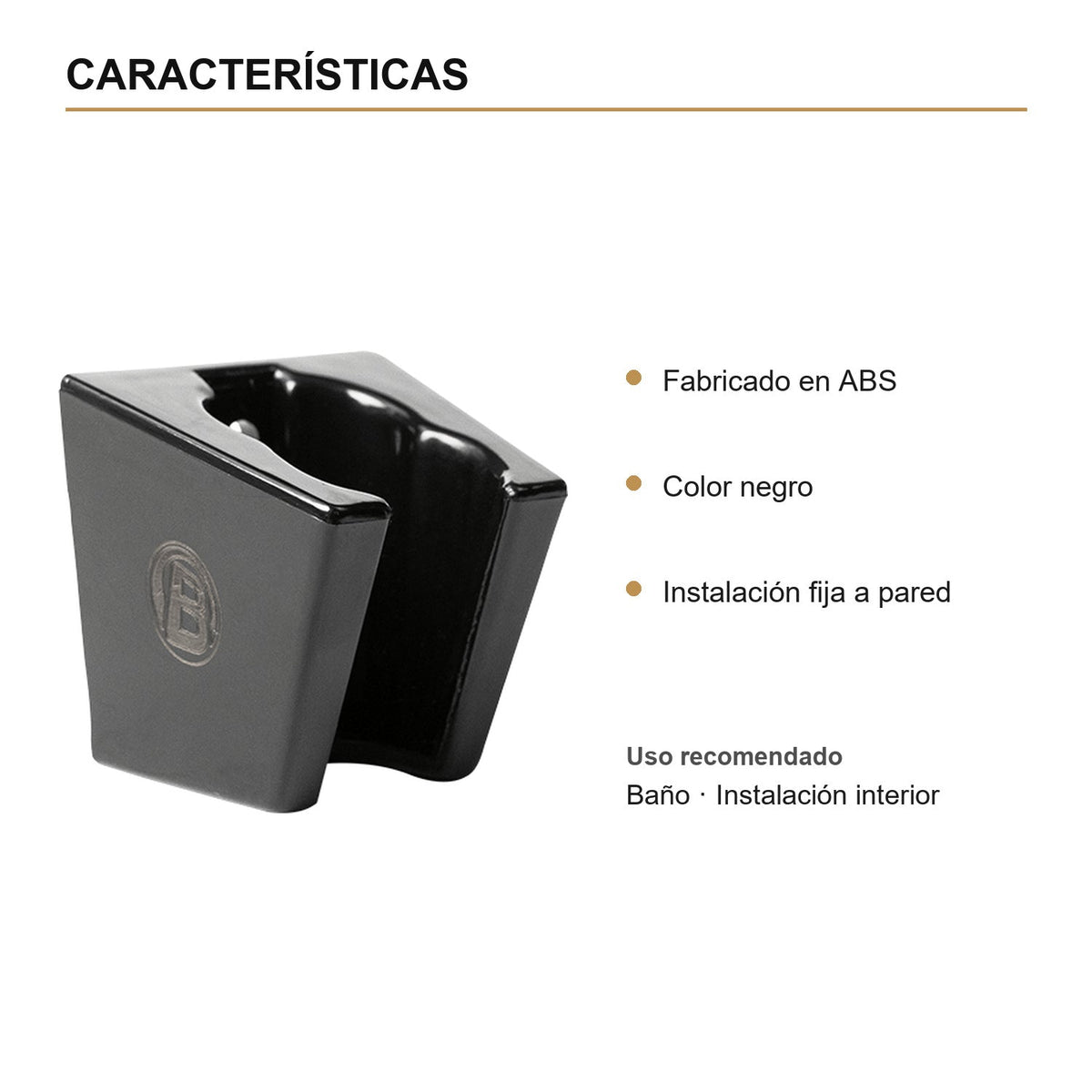 Características verificadas — Soporte Fijo para Teleducha en ABS Negro