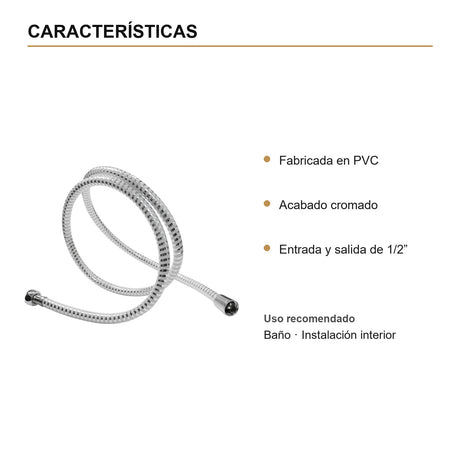 Manguera Flexible en PVC para Teleducha de 1,5 m Cromada