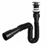 Sifón flexible negro con push SCLV-07 en forma de U visto en ángulo