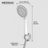 Medidas de teleducha: 22 cm de alto, 10 cm de ancho y manguera de 150 cm