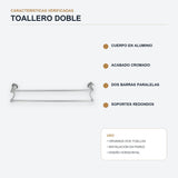 Características del toallero de doble barra en aluminio cromado