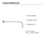 Características verificadas — Tubo para Regadera de Pared de 37 cm en Acero Inoxidable Cromado