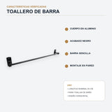 Características del toallero de barra de 60 cm en aluminio negro