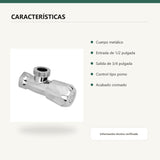 Registro cromado de una salida con pomo características verificadas