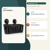 Información de instalación y uso de organizador sencillo de baño