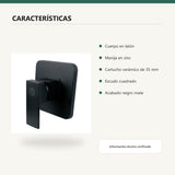 Registro monocontrol negro en latón con escudo cuadrado características verificadas