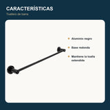 Características del toallero de barra en aluminio negro