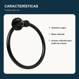 Características del toallero tipo aro en aluminio negro