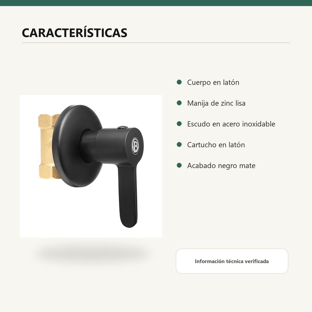 Registro sencillo negro con manija lisa características verificadas