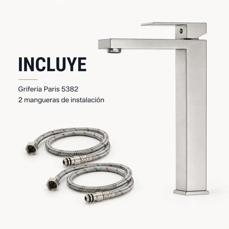 Grifería Paris 5382 con dos mangueras flexibles de instalación incluidas