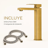 Grifería Paris 5384 oro cepillado con dos mangueras de instalación incluidas