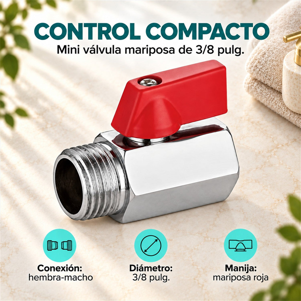 Mini Válvula Mariposa HI-HE 3/8" - características