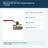 Contenido y características del válvula de bola de latón hembra-hembra de 1 pulgada