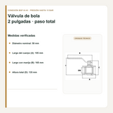 Medidas verificadas de la válvula de bola de 2 pulgadas