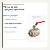 Materiales, sellos y presión nominal de la válvula de bola