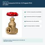 Válvula Compuerta HI-HI de 1/2 Pulgada PN16 en Latón: contenido y características