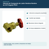 Contenido y características del válvula de compuerta de latón hembra-hembra de 3/4 pulgada pn16