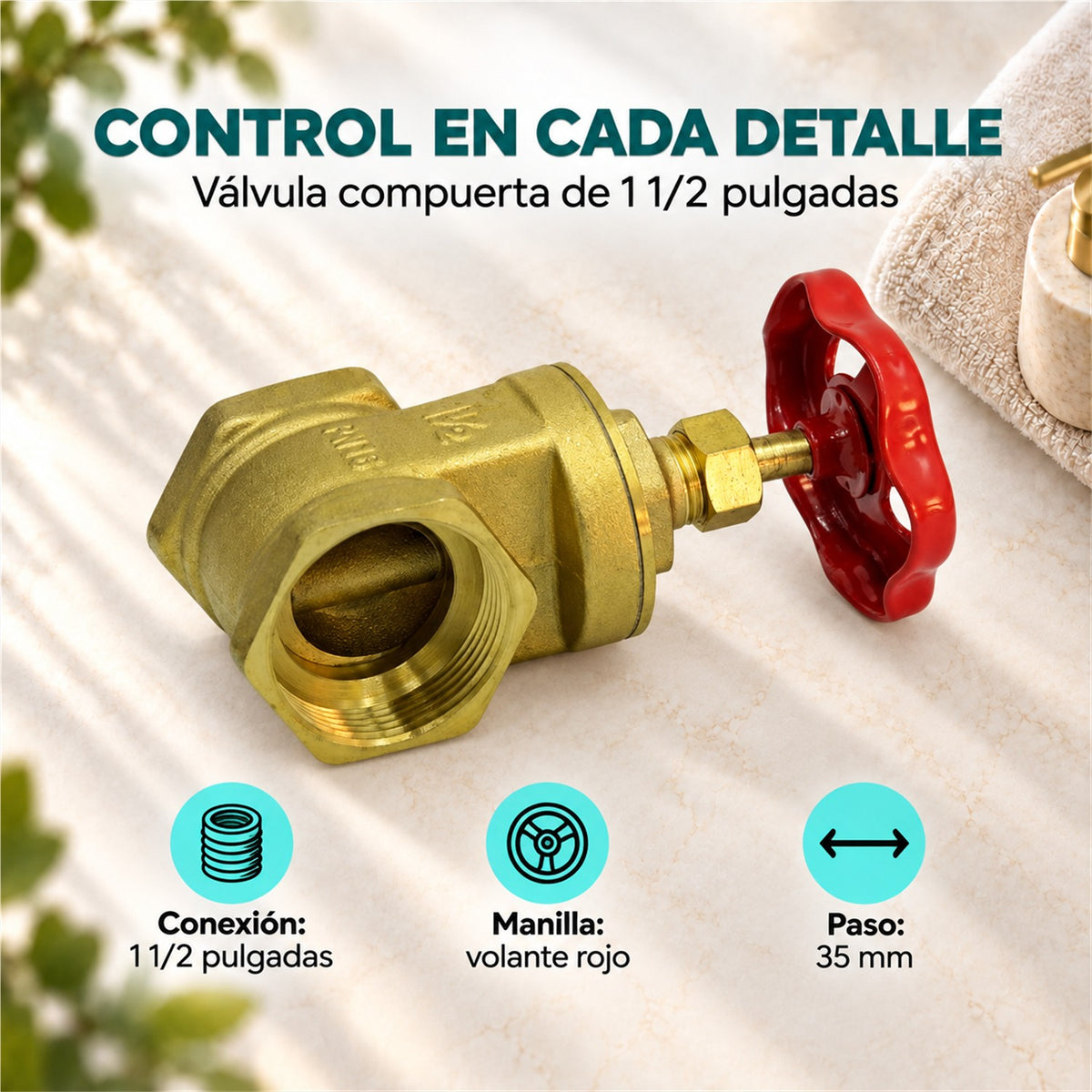 Válvula de compuerta de 1 1/2 pulg ficha de características