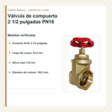 Medidas verificadas de la válvula de compuerta de 2 1/2 pulgadas