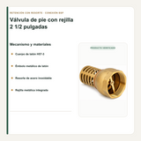 Rejilla, émbolo, resorte y cuerpo de latón de la válvula de pie