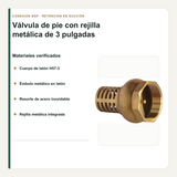 Materiales de la válvula de pie con rejilla metálica