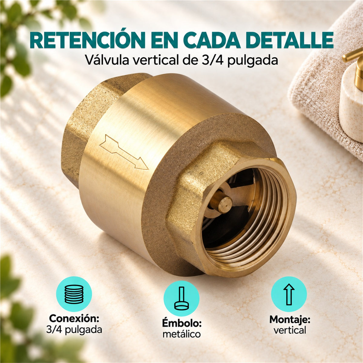 Válvula de retención vertical pesada de 3/4 pulg ficha de características