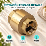 Válvula de retención vertical pesada de 3/4 pulg ficha de características