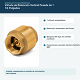 Contenido y características del válvula de retención vertical pesada de 1 1/4 pulgadas