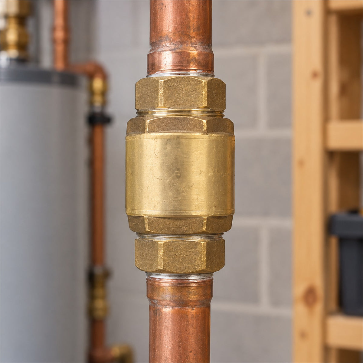 Válvula de retención vertical con resorte de 2 1/2 pulg instalada en contexto de uso