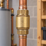 Válvula de retención vertical con resorte de 2 1/2 pulg instalada en contexto de uso
